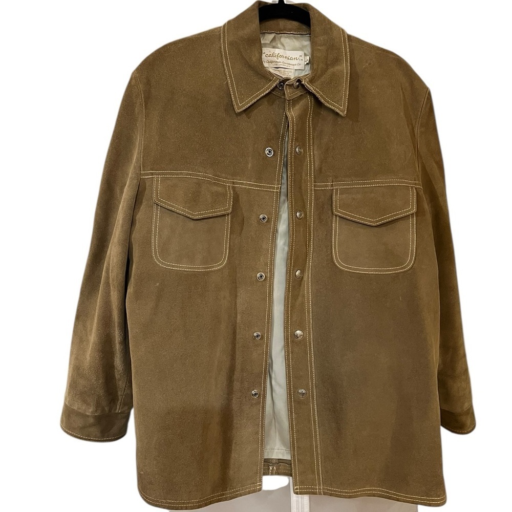 Vintage 70s California Roughout Suede Snap Western Jacket Shacket Size L